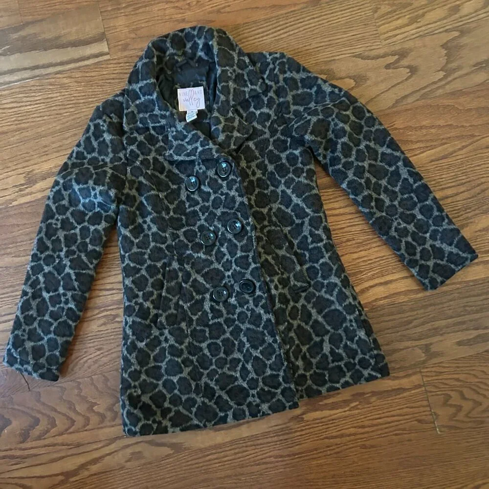 NWOT Vine and Valley Girls Size 16 Leopard Print Pea Coat NEVER WORN